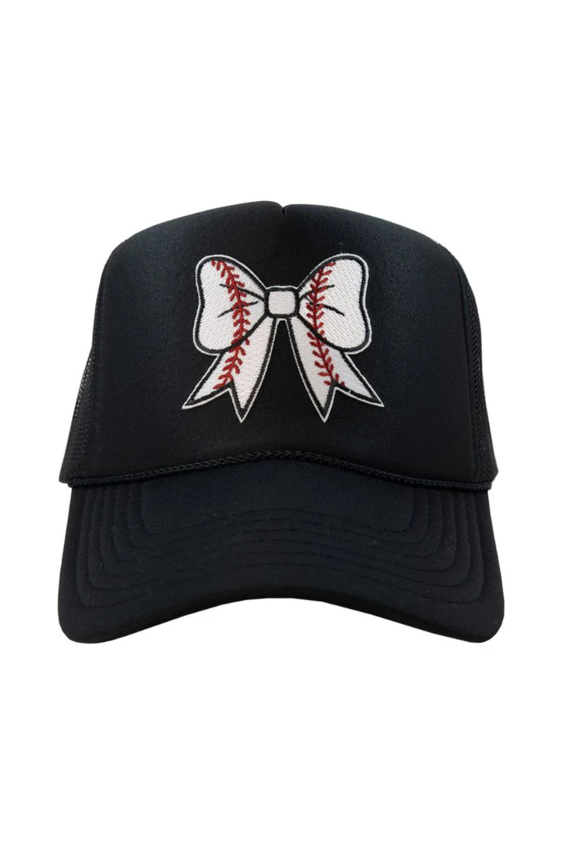 Baseball Bow Coquette Patch Foam Trucker Hat - Image 2