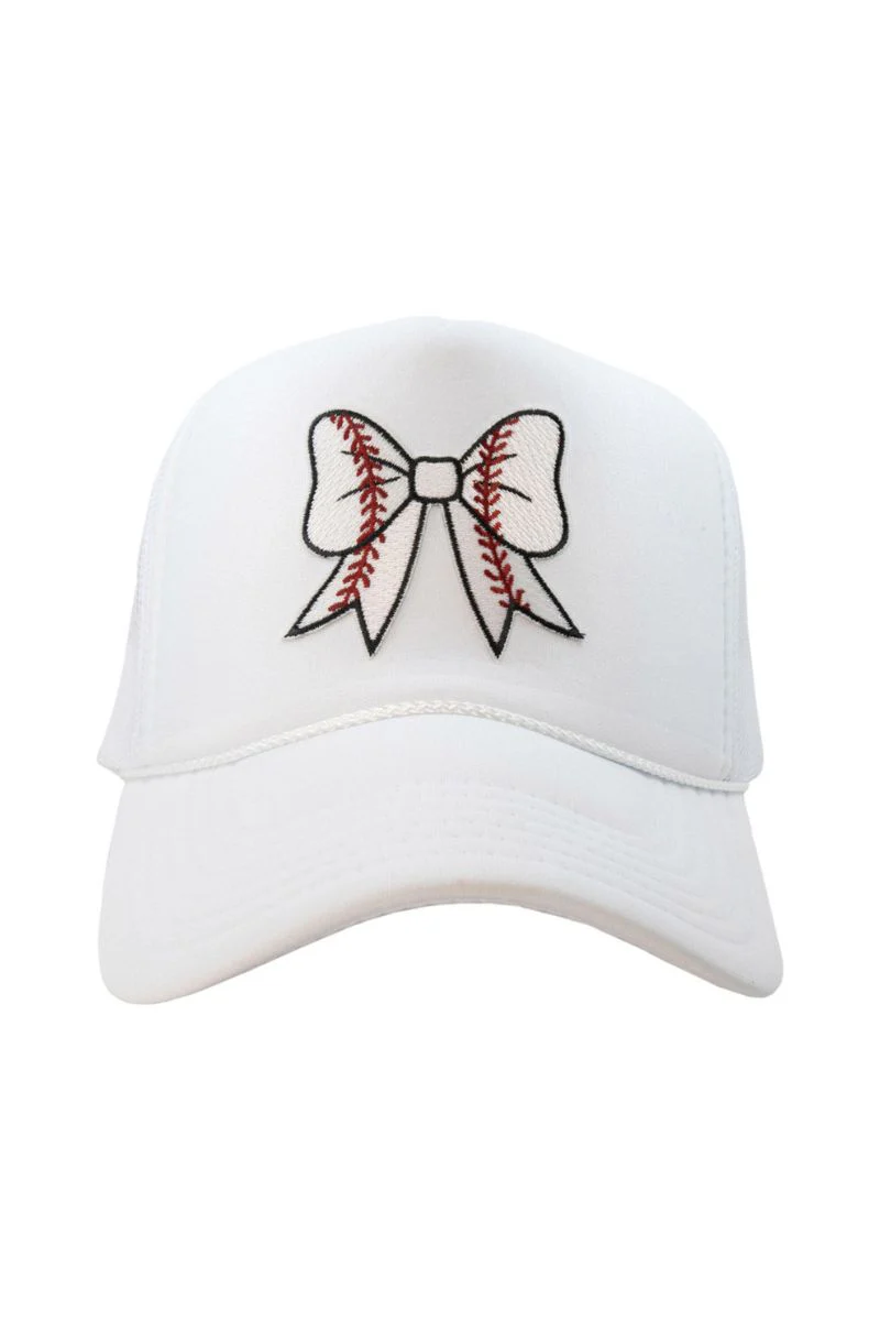 Baseball Bow Coquette Patch Foam Trucker Hat - Image 3