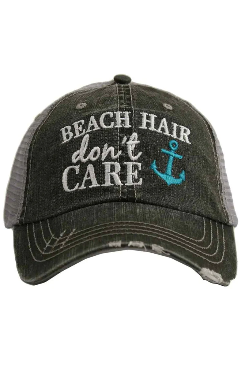Beach Hair Don't Care Trucker Hat with Anchor - Image 3