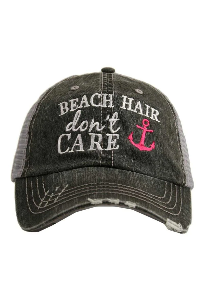 Beach Hair Don't Care Trucker Hat with Anchor - Image 4