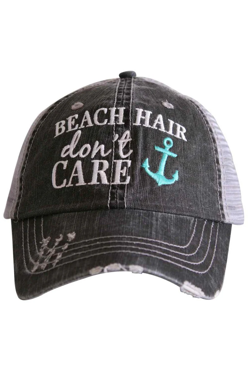 Beach Hair Don't Care Trucker Hat with Anchor - Image 5