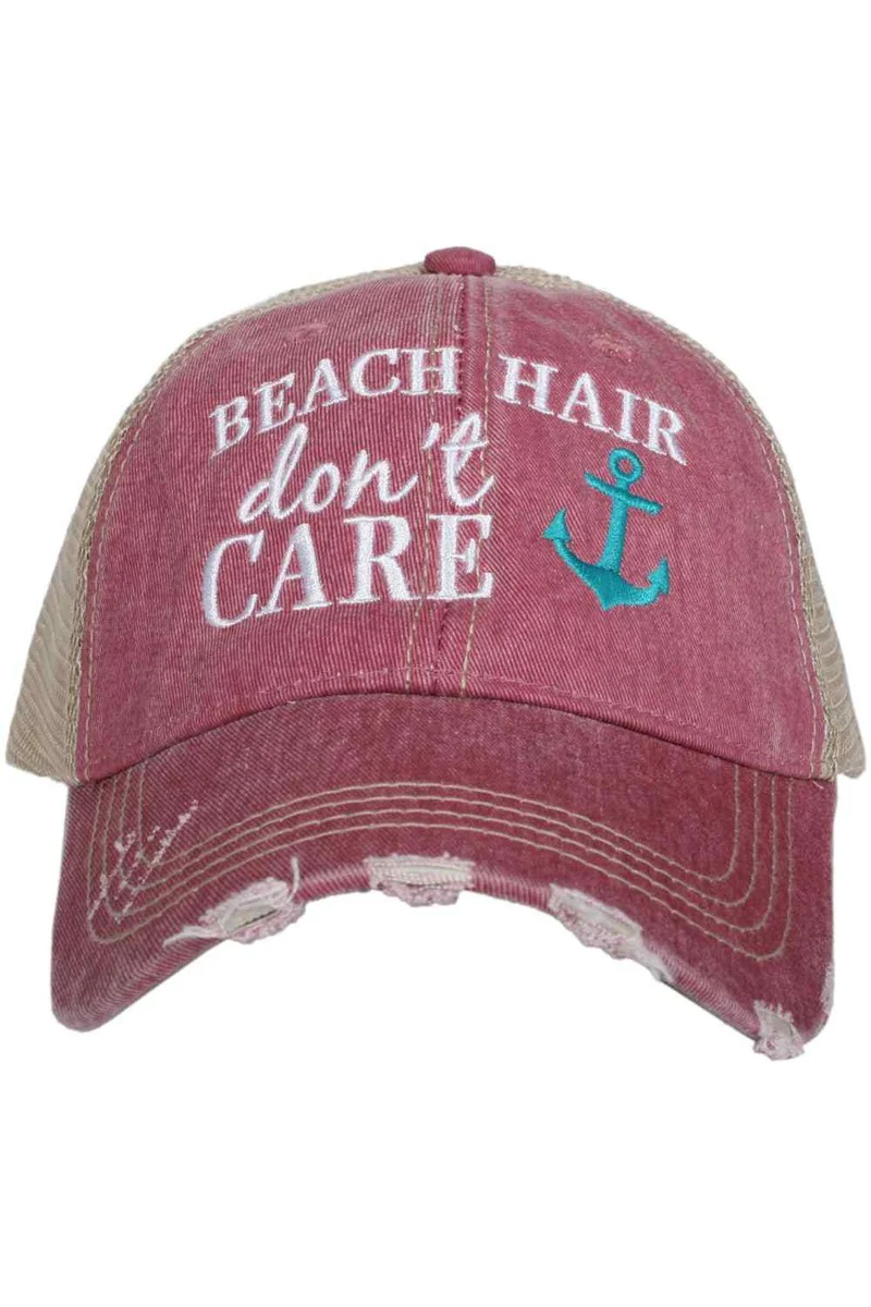 Beach Hair Don't Care Trucker Hat with Anchor - Image 6
