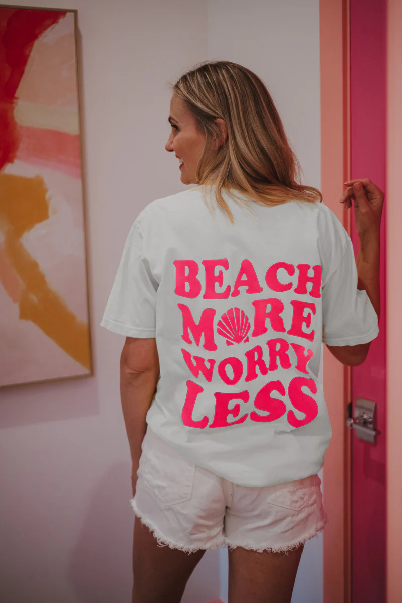 Beach More Worry Less Large Print T-Shirt - Image 2