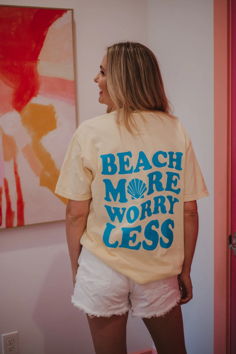 Beach More Worry Less Large Print T-Shirt - Image 3