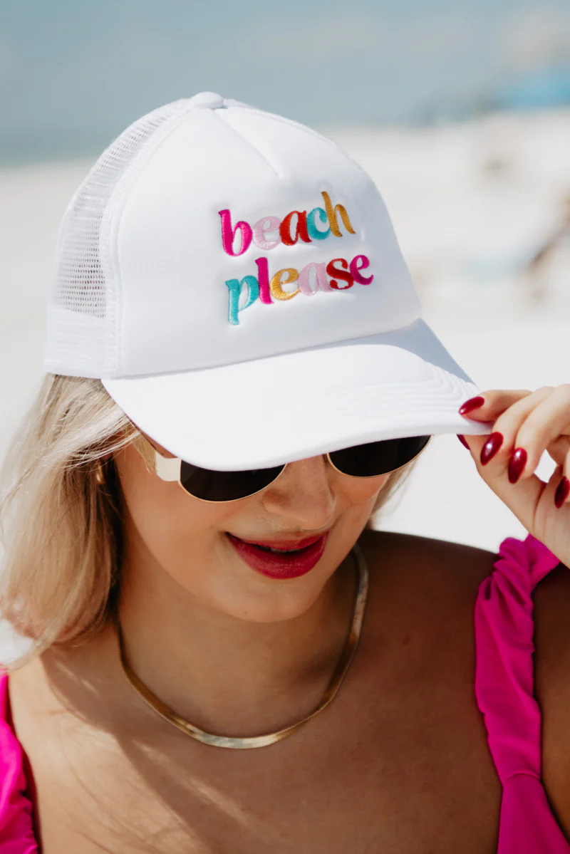 Beach Please (LOWER CASE) Foam Trucker Hat - Image 2