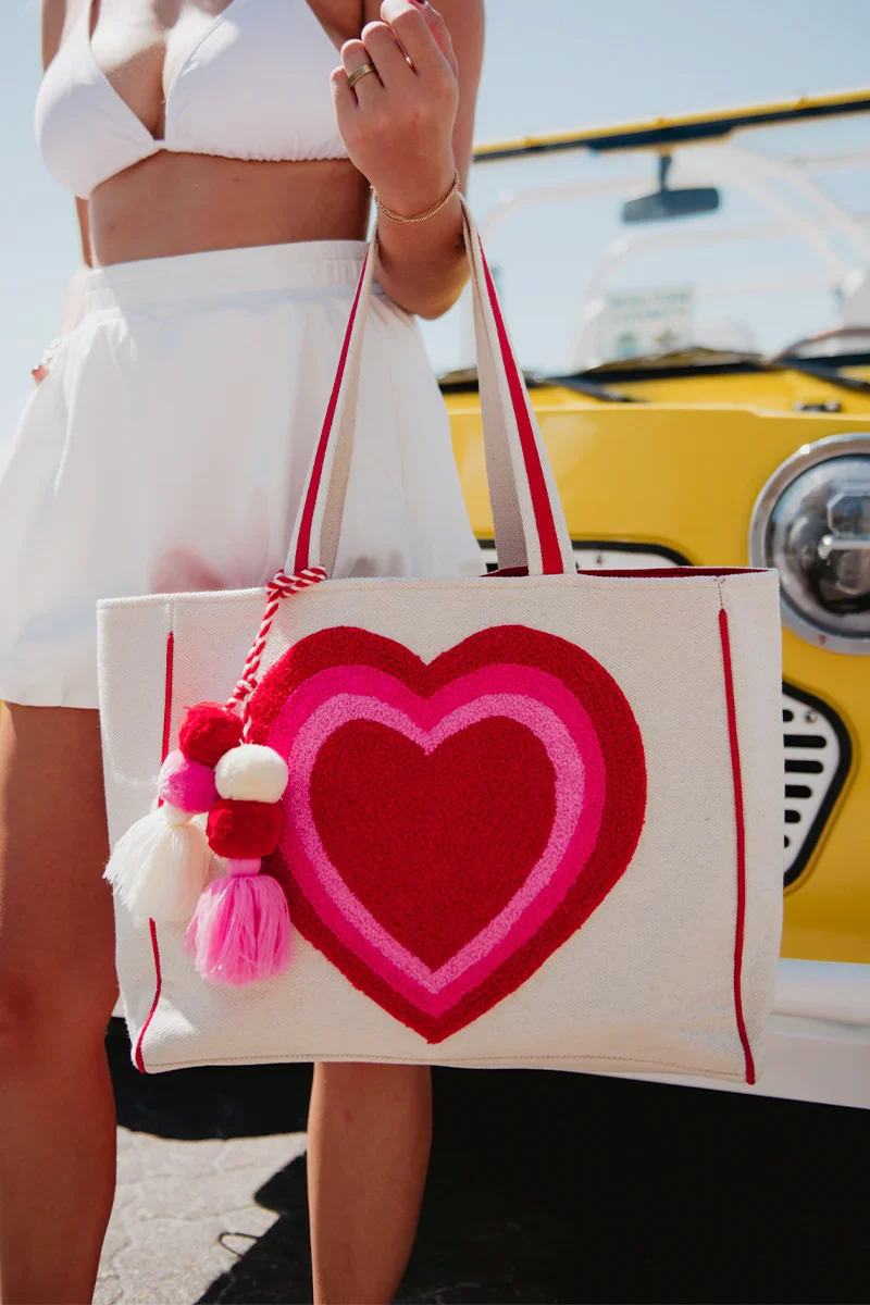 Beating Heart Chenille Tote Bag for Women - Image 2