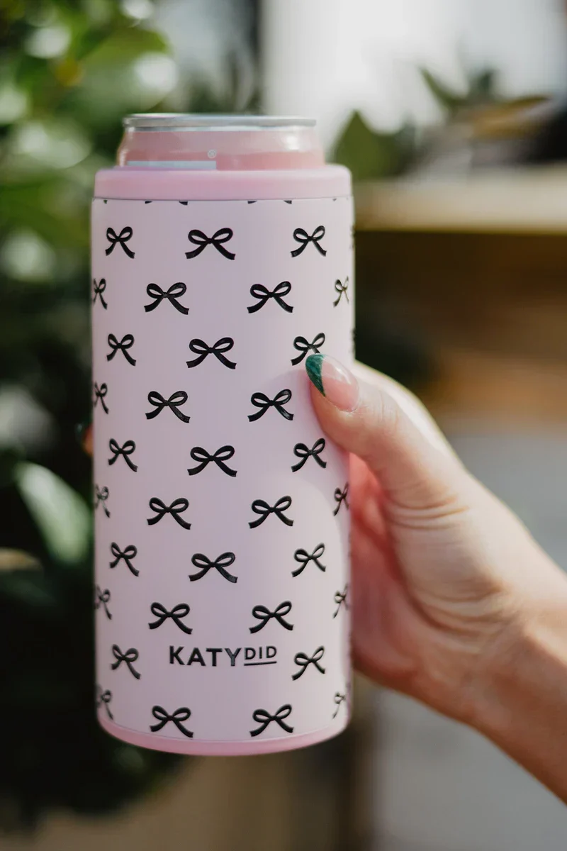 Black & Pink Mini Bows Tall Can Cooler - Image 2