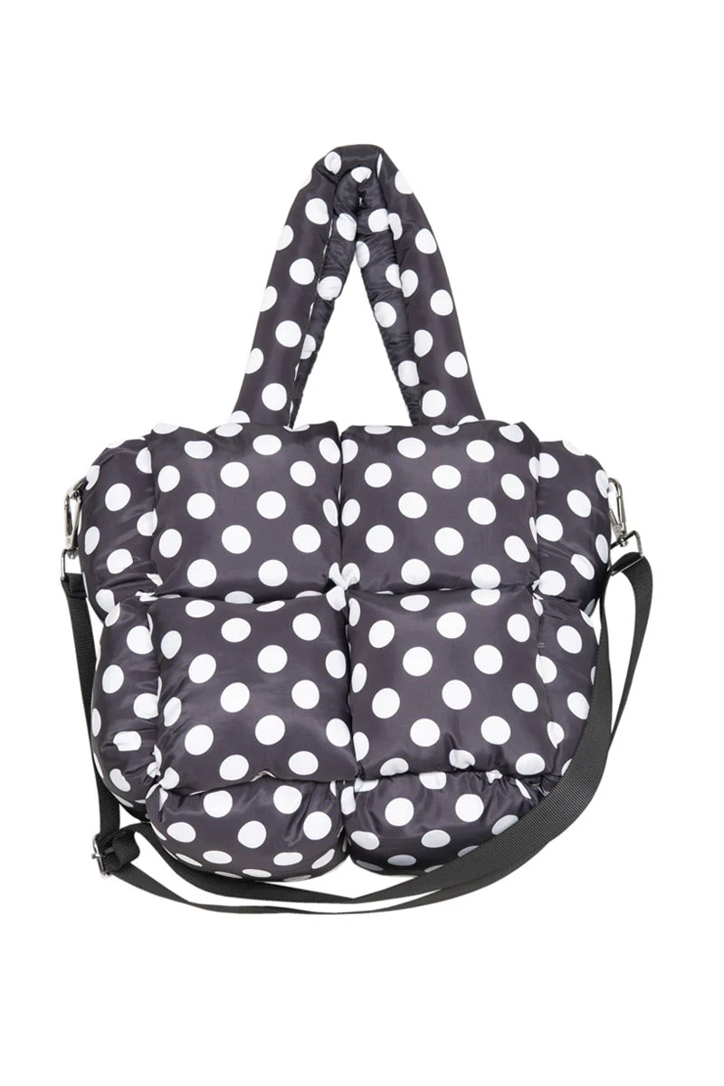Black and White Polka Dot Mini Puffer Tote - Image 3