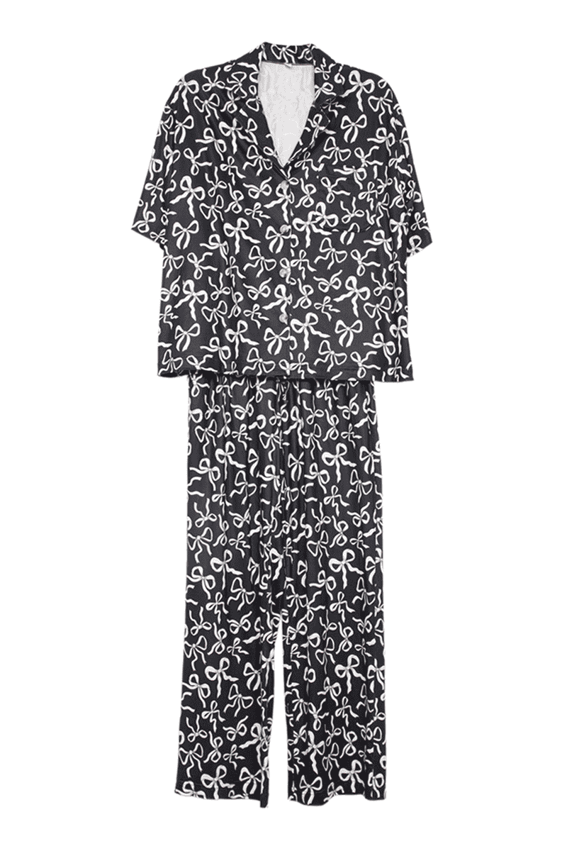 Black Bow Print PJ Pants Set - Image 5