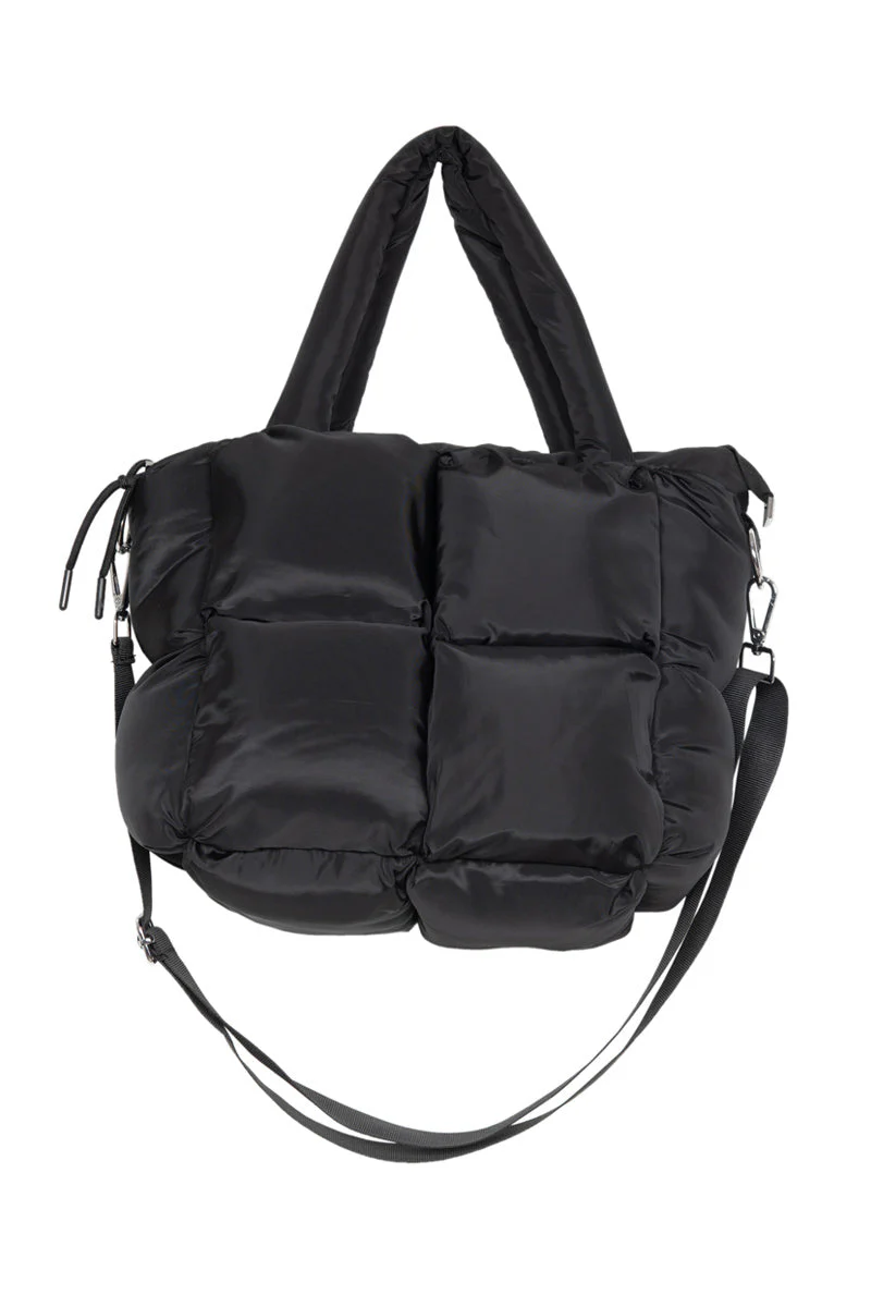 Black Mini Puffer Tote Bag - Image 2