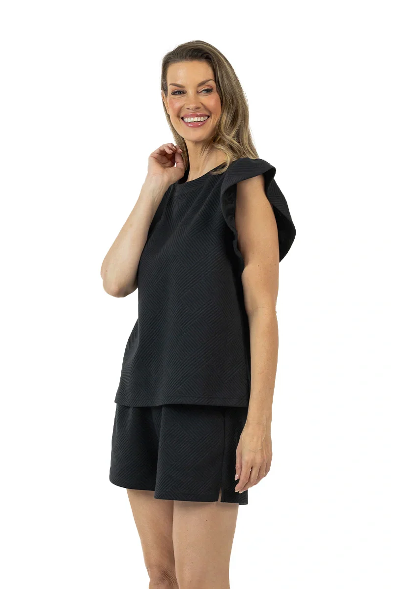 Black Ruffle Top Two Piece Clothing Set for Women - Image 4