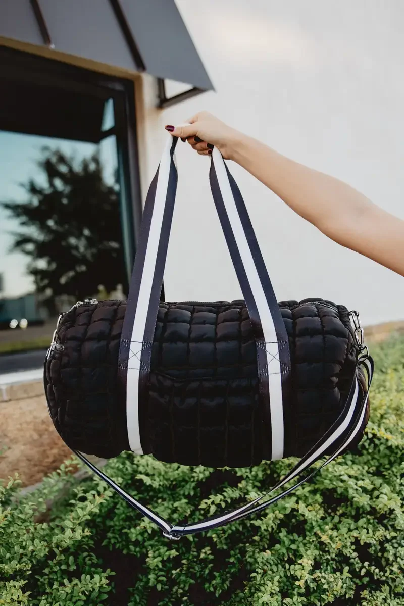 Black Striped Garment Duffel Bag - Image 2