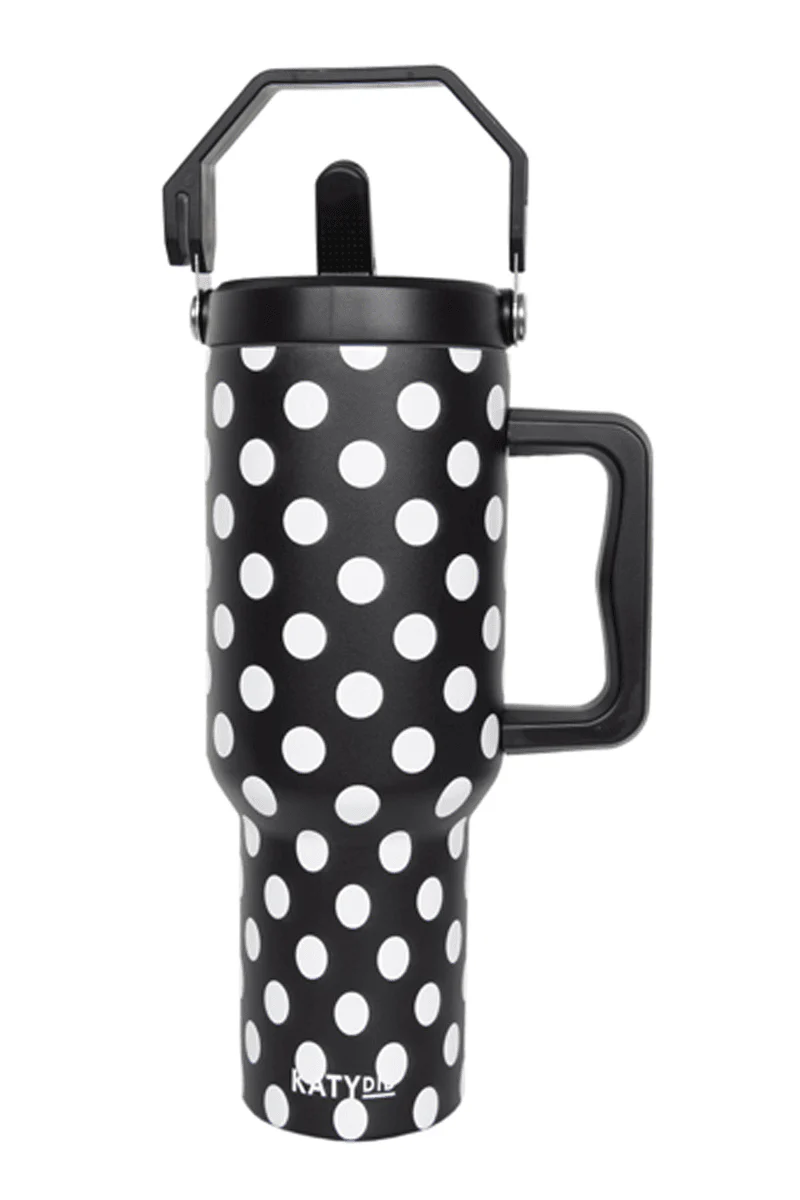 Black & White Polka Dots Stainless Steel Tumbler - Image 2