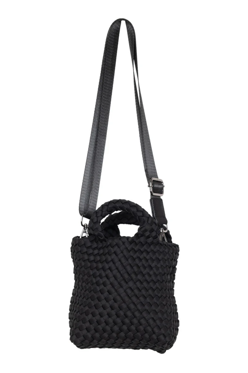 Black Woven Bucket Handbag - Image 2