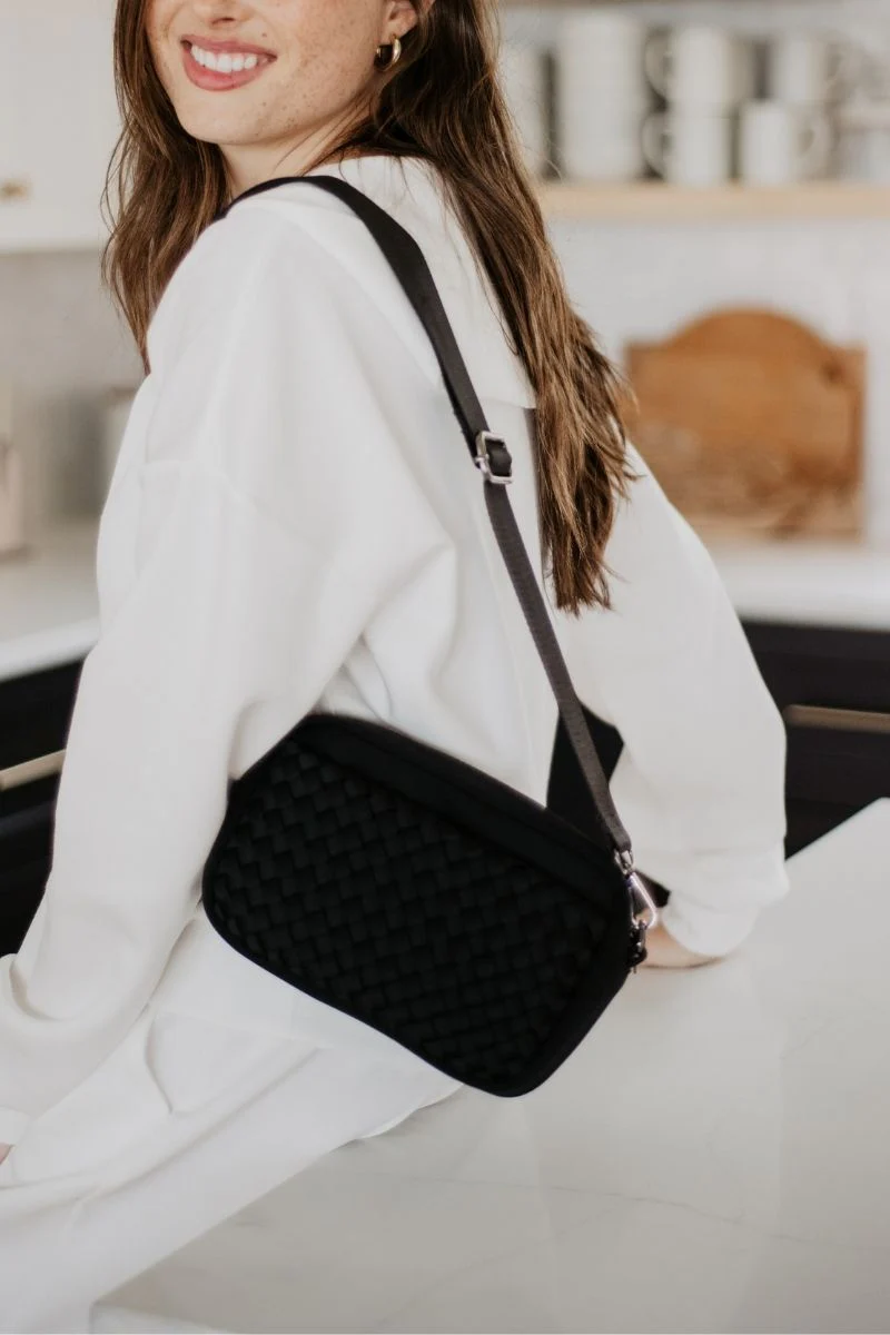 Black Woven Women's Crossbody Bag