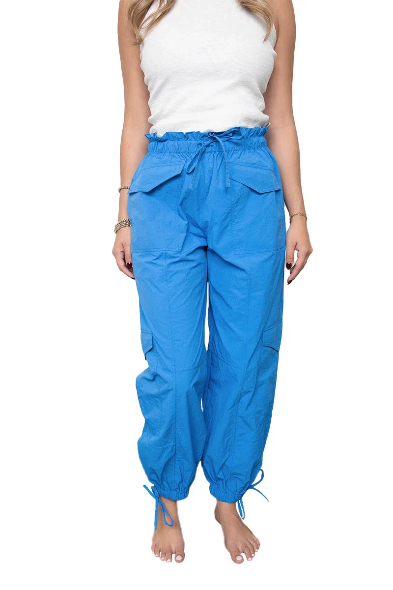 Blue Cargo Parachute Pants - Image 5