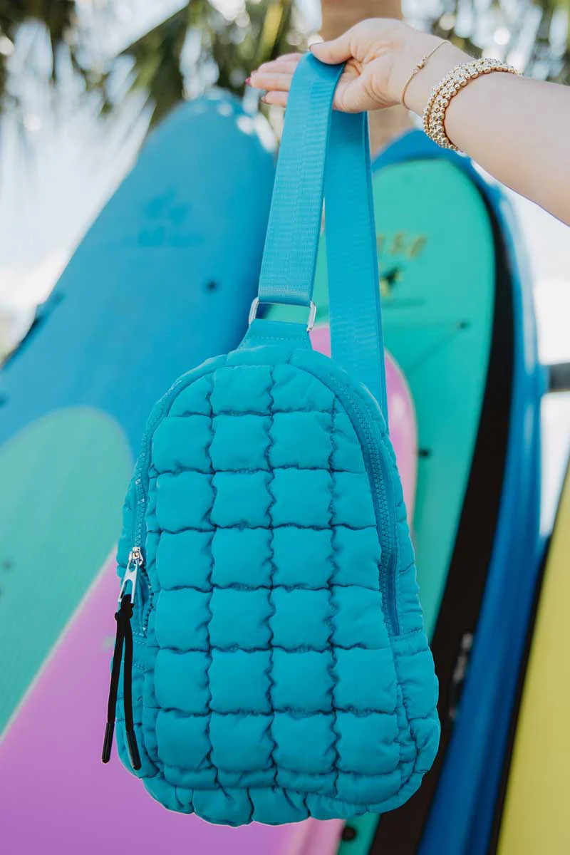 Blue Quilted Sling Bag - Image 2
