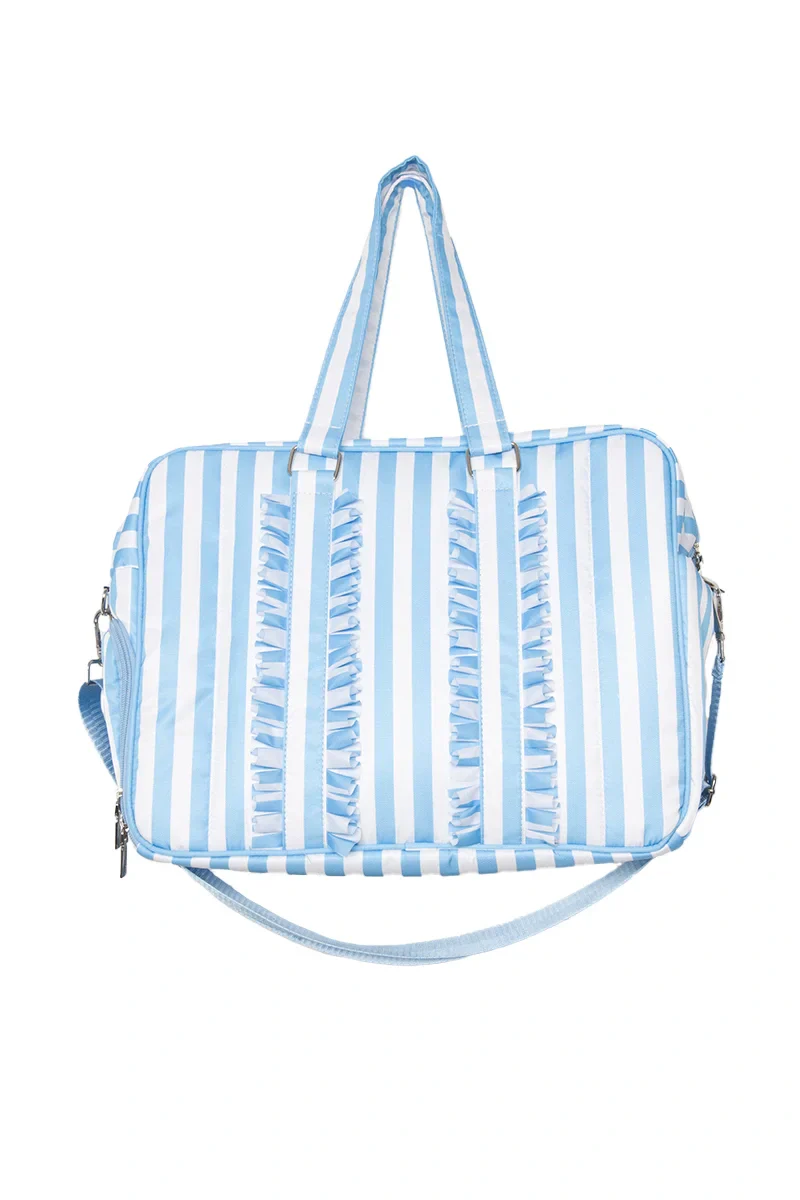 Blue Stripe Ruffle Weekend Bag Women - Image 2