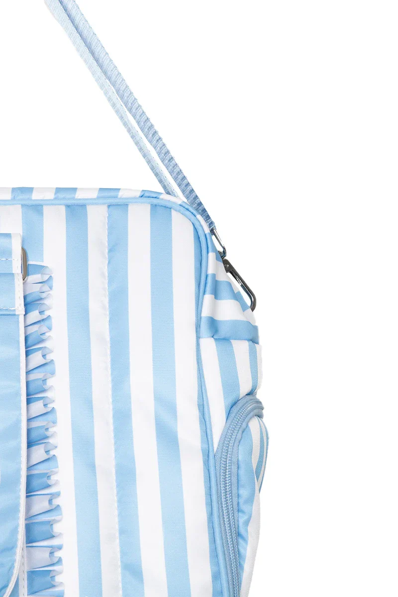 Blue Stripe Ruffle Weekend Bag Women - Image 5