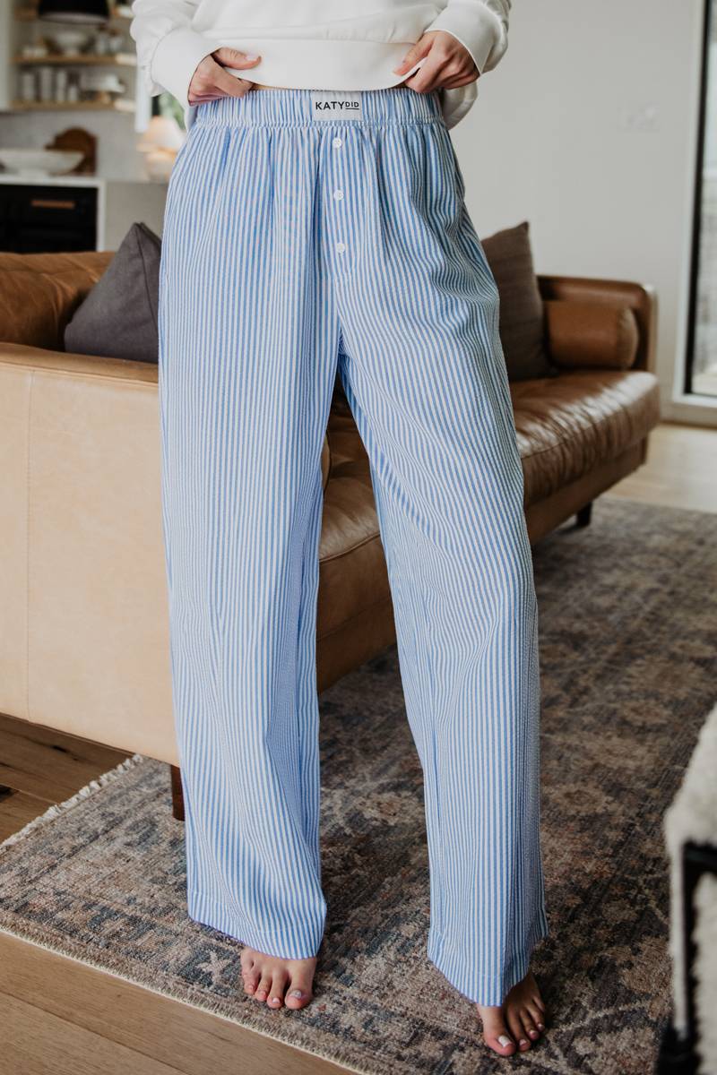 Blue Striped Women's Boxer Pants - Image 2