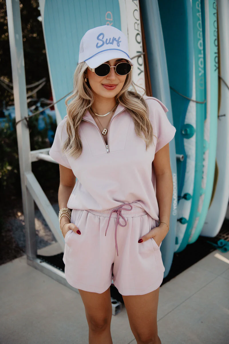 Blush Half Zip Athleisure Set
