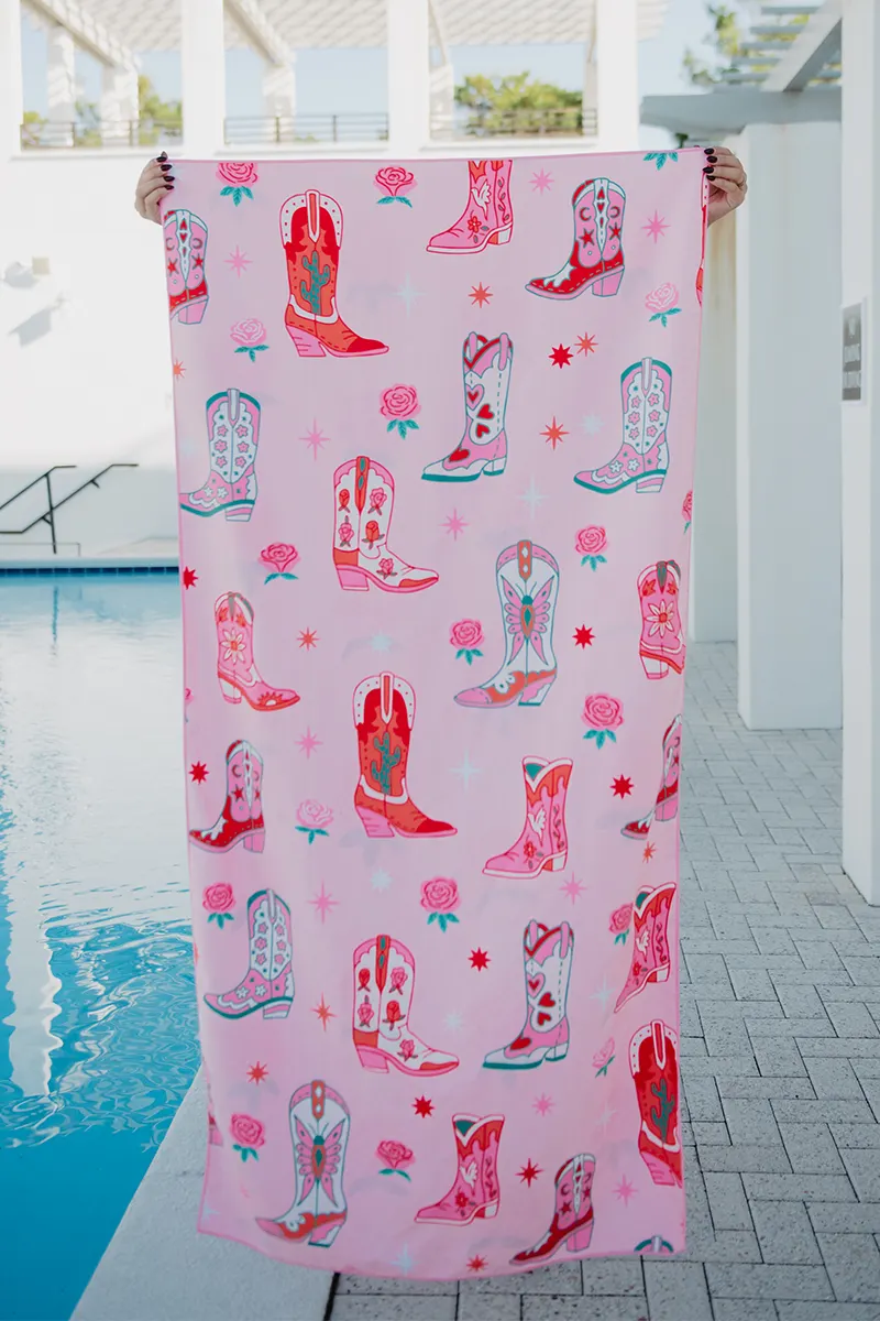 Boots and Flowers Reversible Travel Size Towel - Image 2