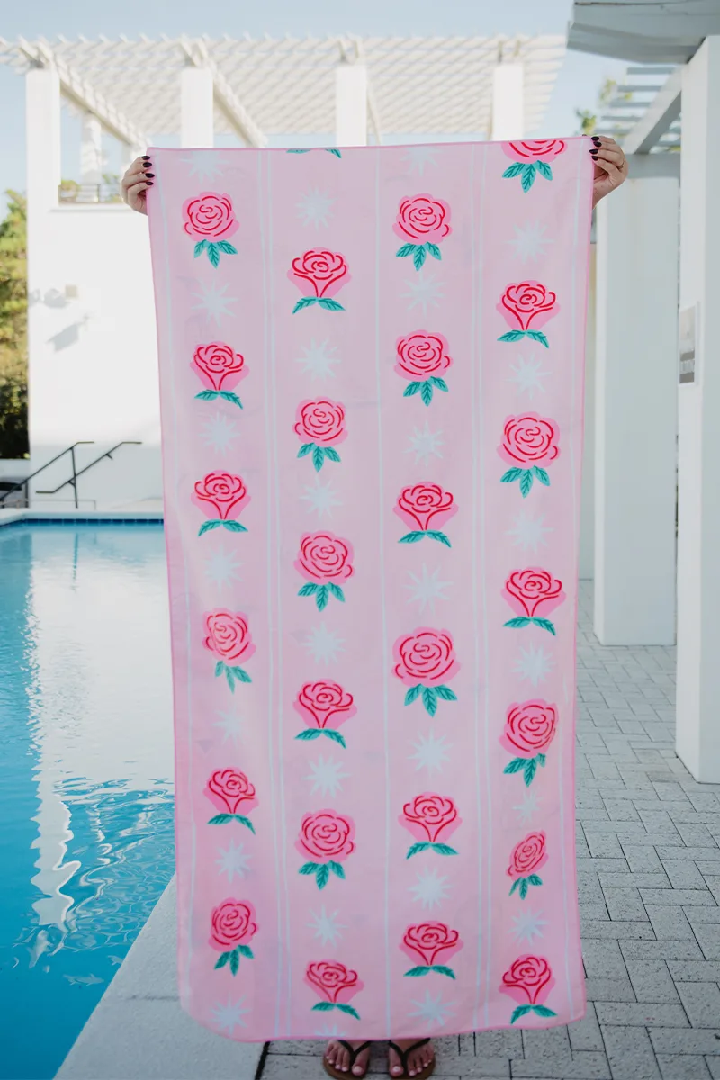 Boots and Flowers Reversible Travel Size Towel - Image 3