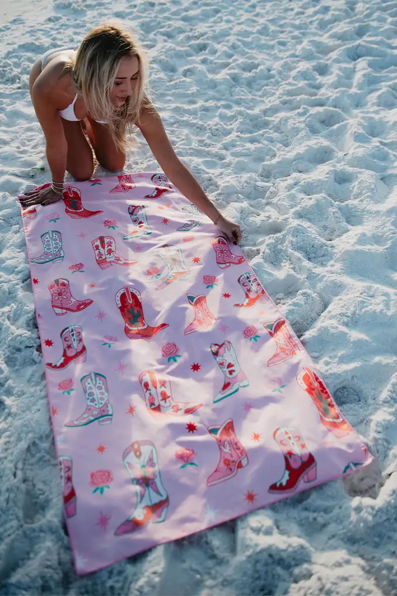 Boots and Flowers Reversible Travel Size Towel - Image 4