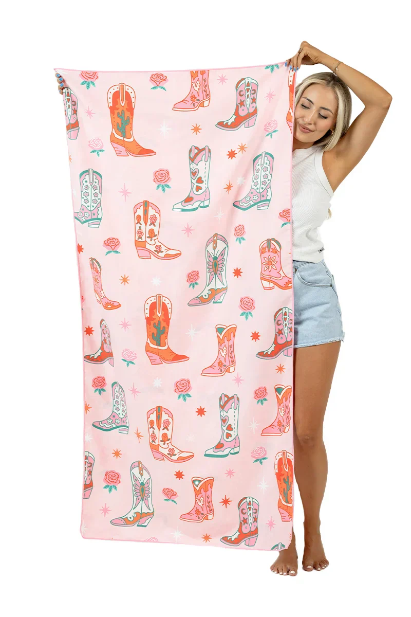 Boots and Flowers Reversible Travel Size Towel - Image 8