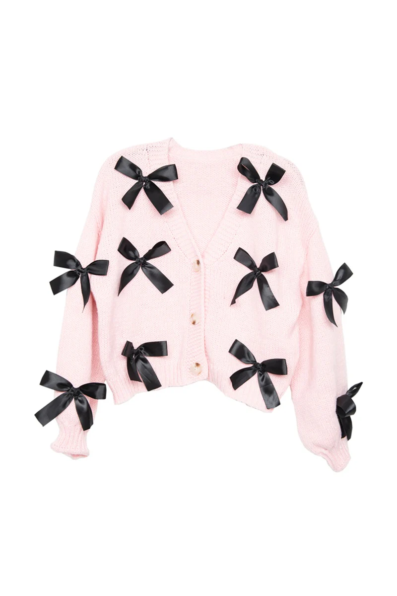 Bow Knit Cardigan Women's Sweaters - Image 11
