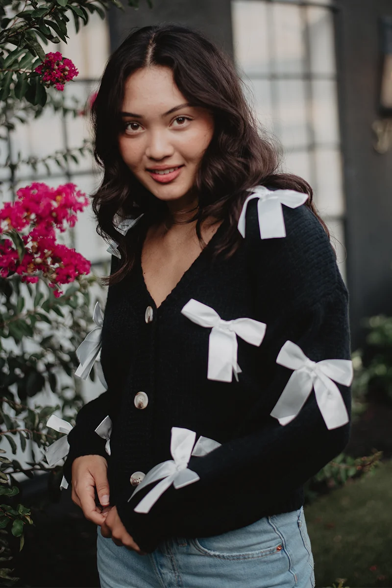 Bow Knit Cardigan Women's Sweaters - Image 4