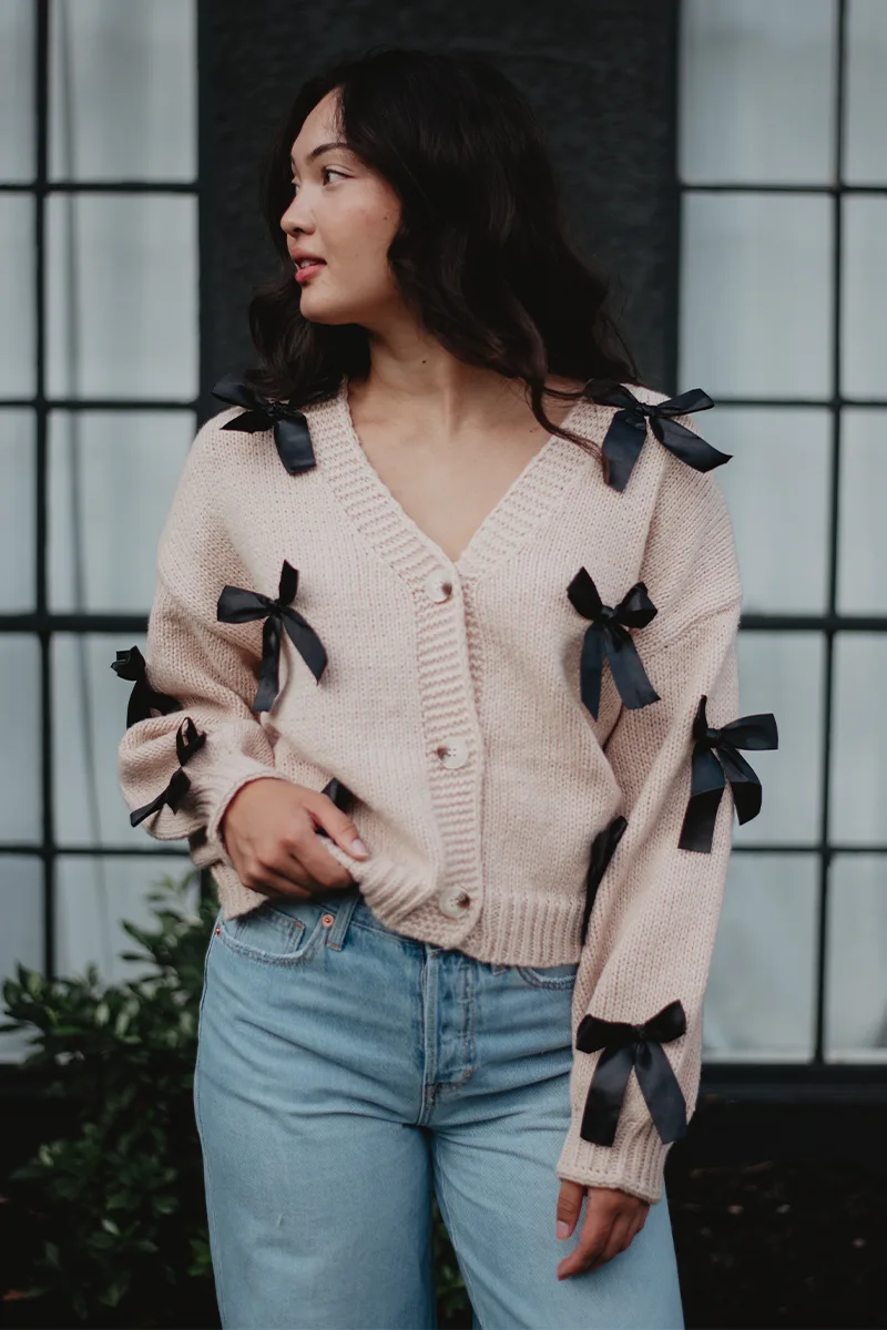 Bow Knit Cardigan Women's Sweaters - Image 5