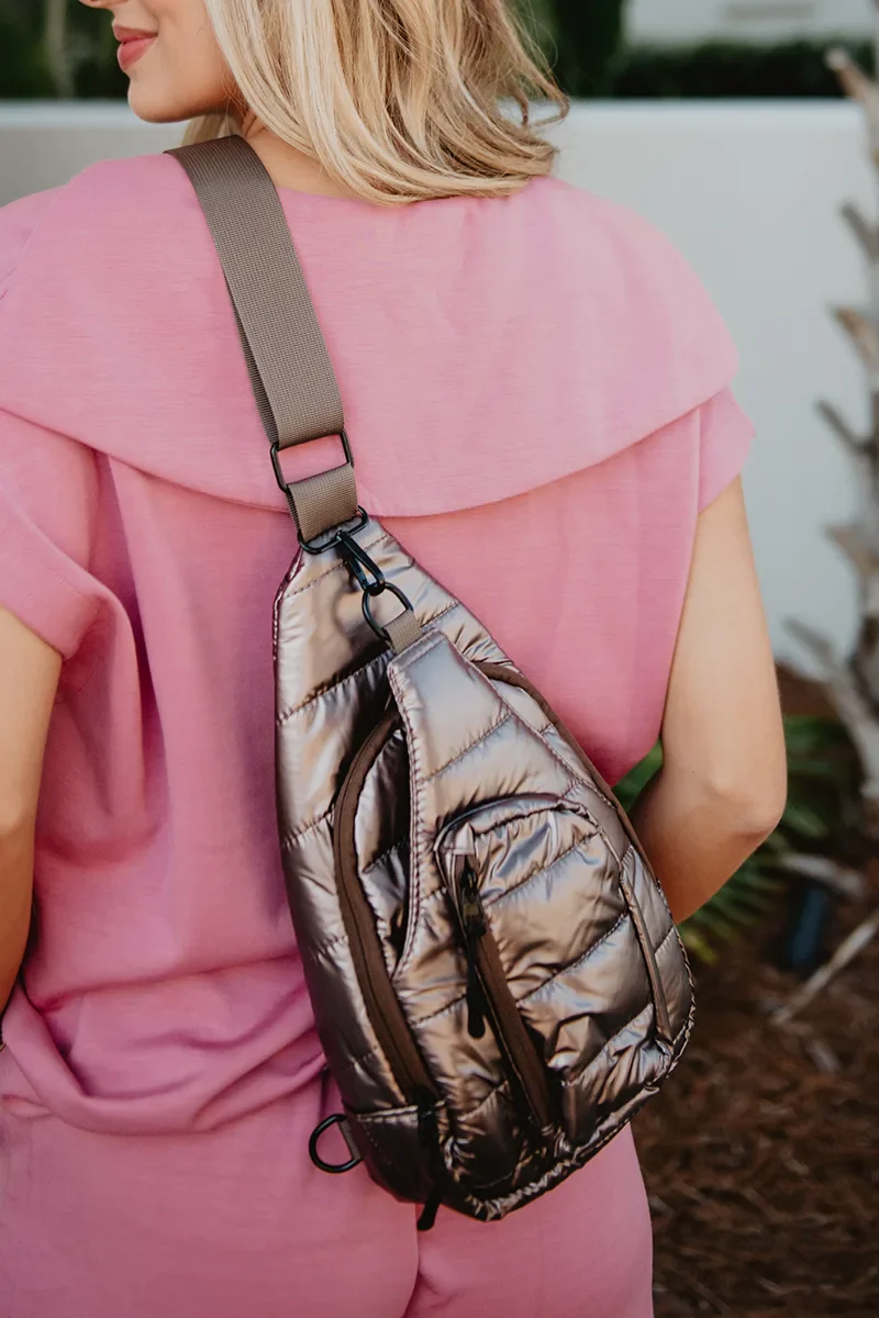 Bronze Metallic Crossbody Sling Bag