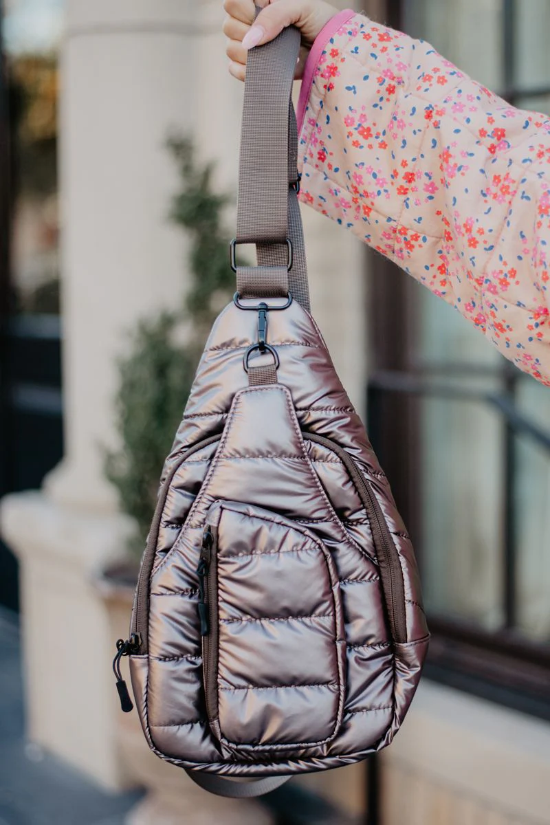 Bronze Metallic Crossbody Sling Bag - Image 3