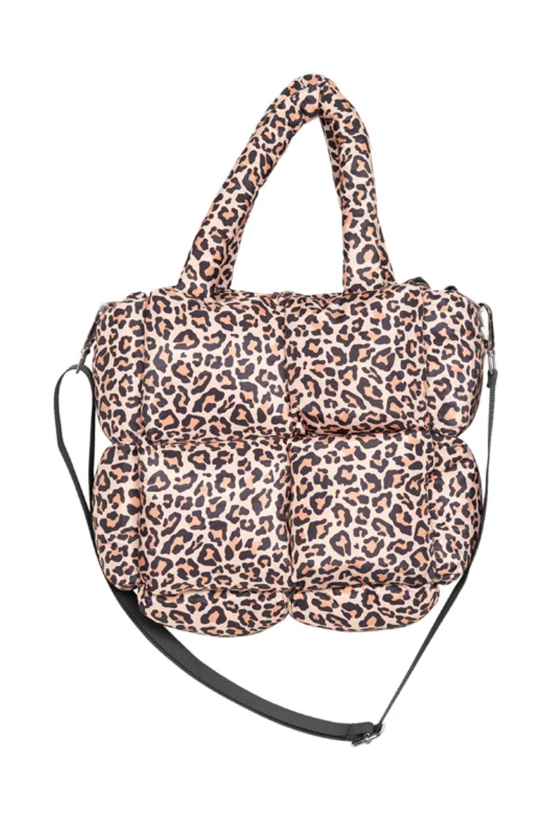 Brown Leopard Mini Puffer Tote Bag - Image 3
