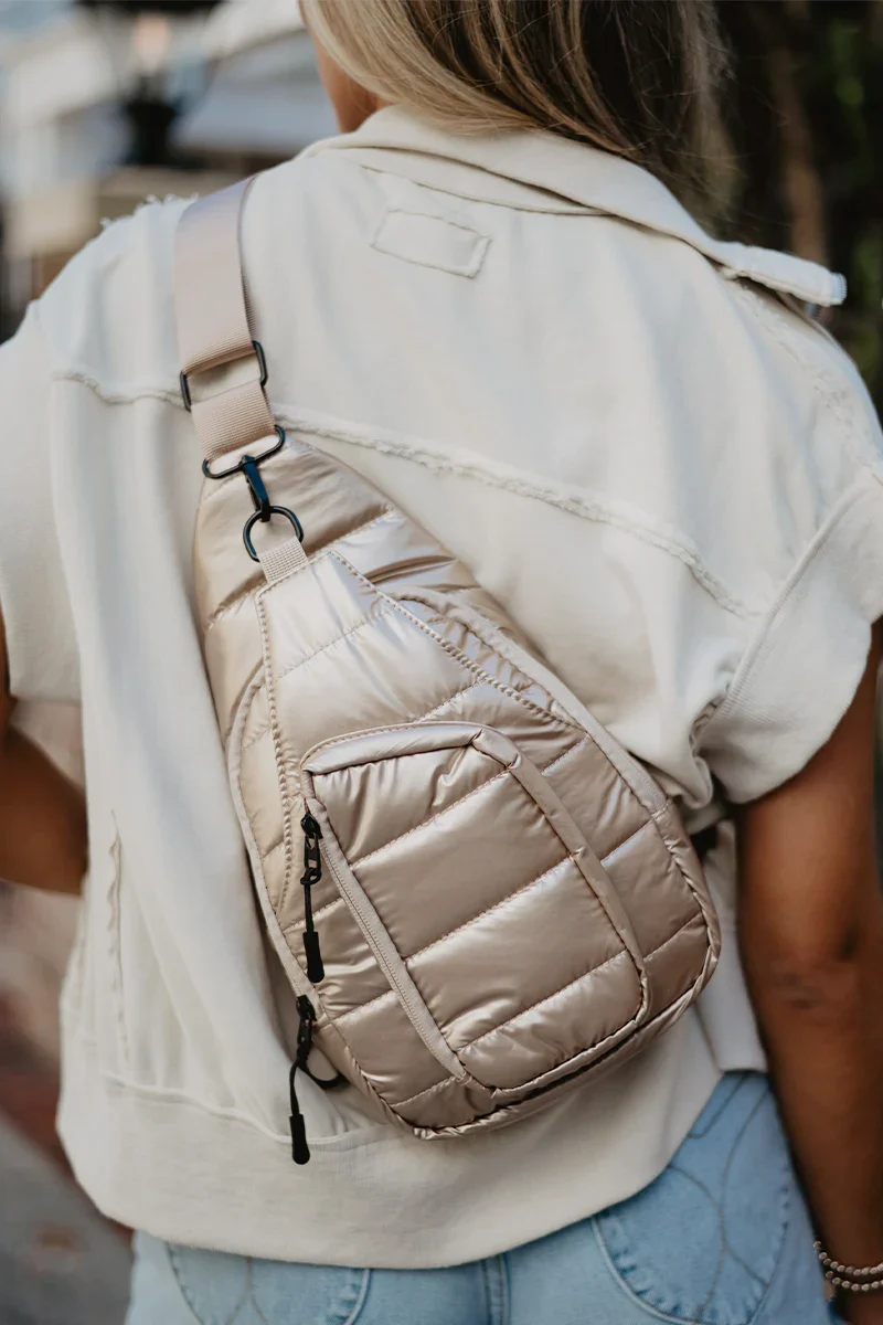 Champagne Metallic Sling Bag - Image 2