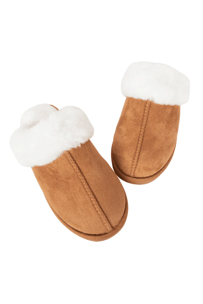 Chestnut Faux Fur Women's House Slippers - Image 2