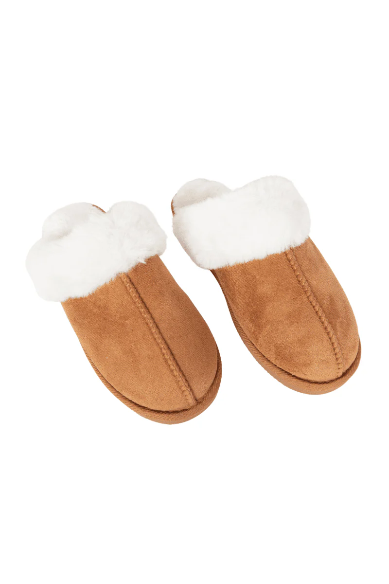 Chestnut Faux Fur Women's House Slippers - Image 3