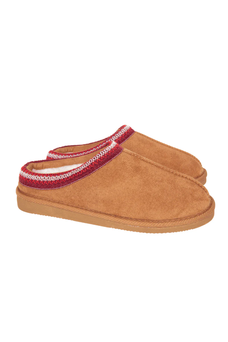 Chestnut Embroidered Cozy Slippers - Image 3