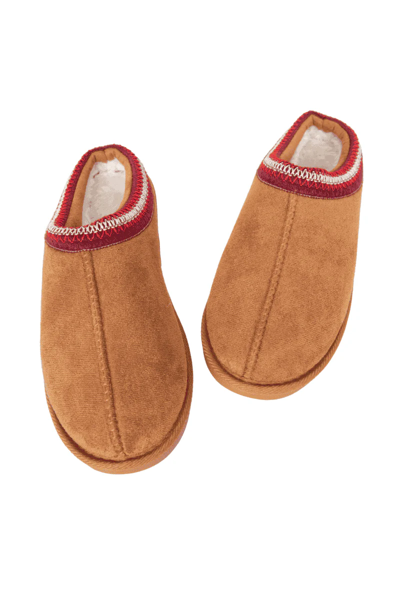 Chestnut Embroidered Cozy Slippers - Image 4