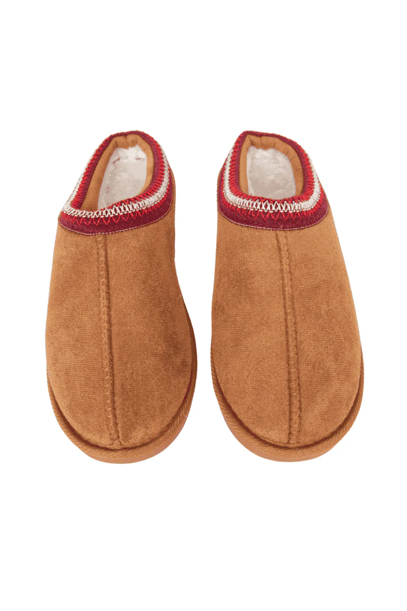 Chestnut Embroidered Cozy Slippers - Image 5
