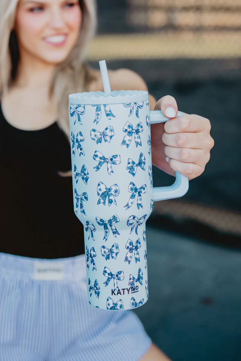 Toile Coquette Bows Stainless Steel Tumbler - Image 2