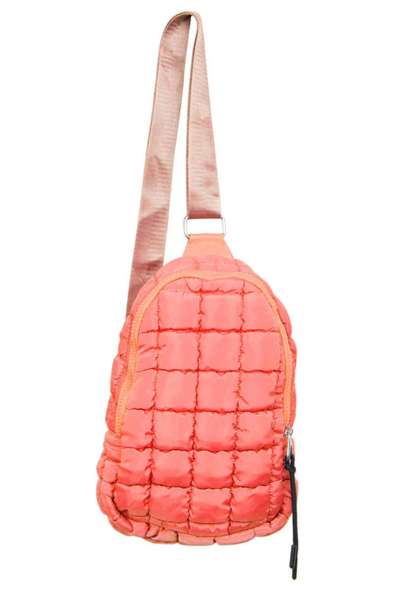Coral Quilted Sling Belt Bag - Image 2