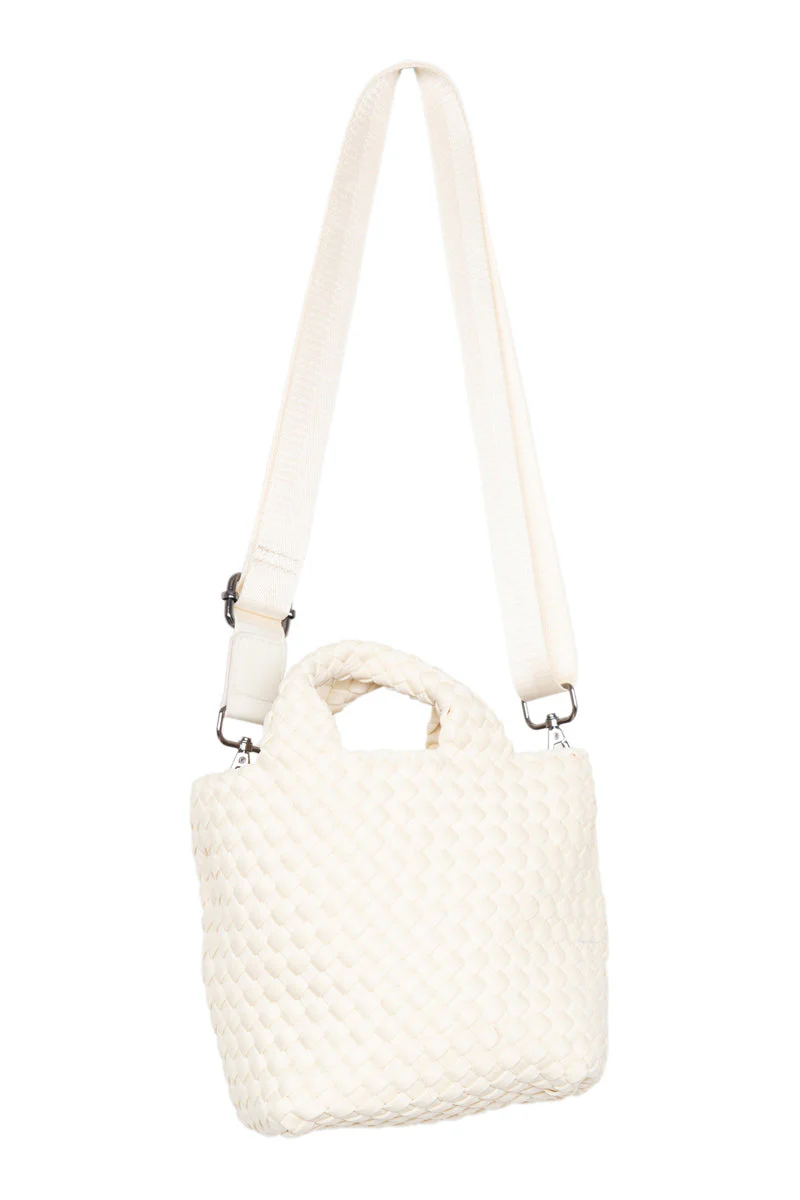 Cream Woven Bucket Tote Bag - Image 3