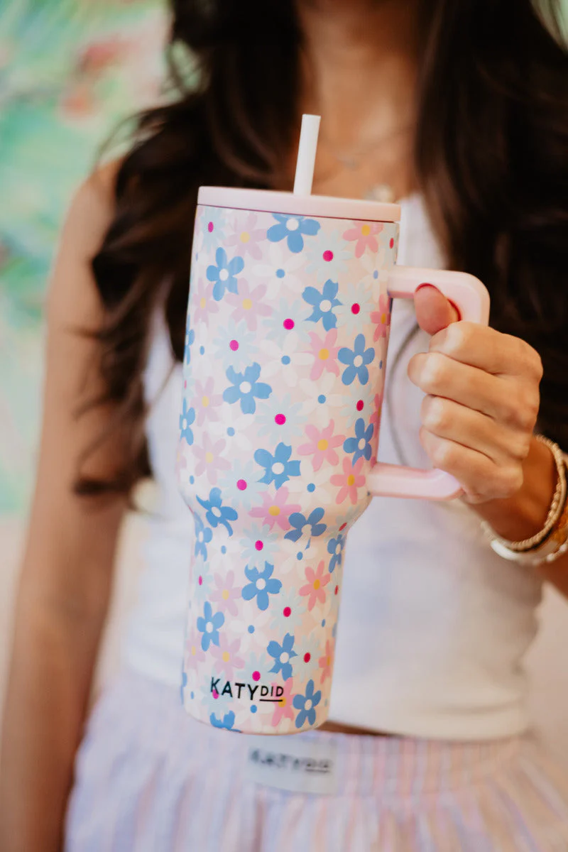 Dainty Florals Pink 38 Oz Tumbler Cup - Image 2