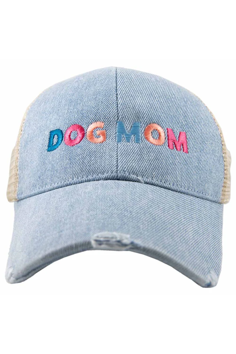 Dog Mom (Multicolored) Denim Trucker Hat - Image 2