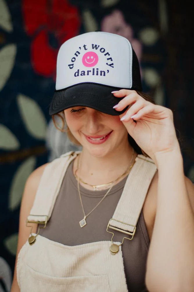 Don't Worry Darlin' Happy Face Foam Snapback Hat - Image 2