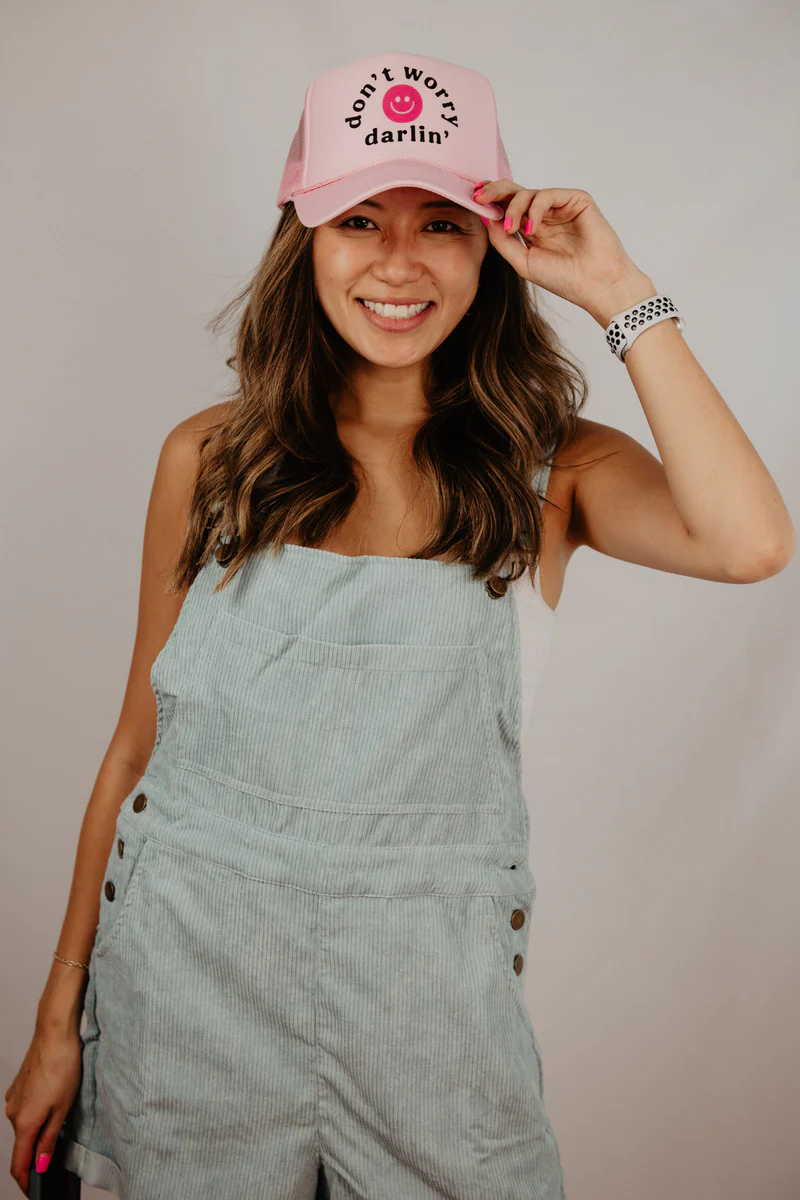 Don't Worry Darlin' Happy Face Foam Snapback Hat - Image 3