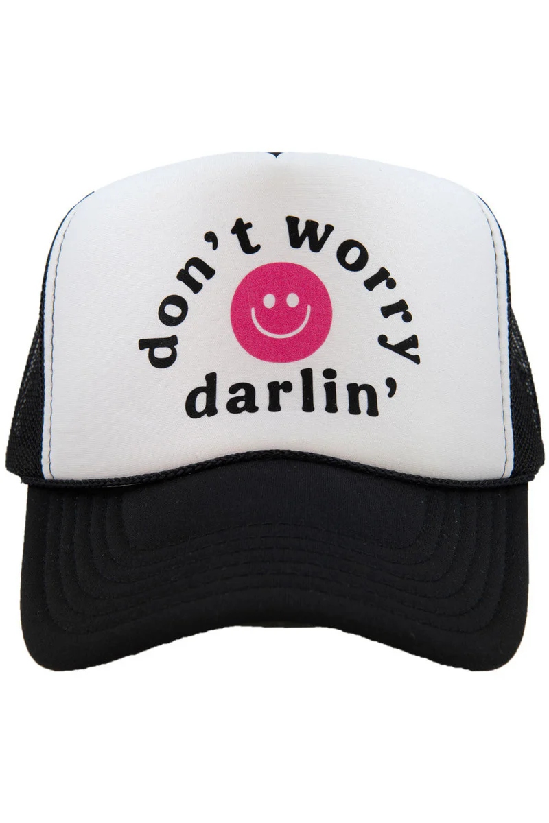 Don't Worry Darlin' Happy Face Foam Snapback Hat - Image 4