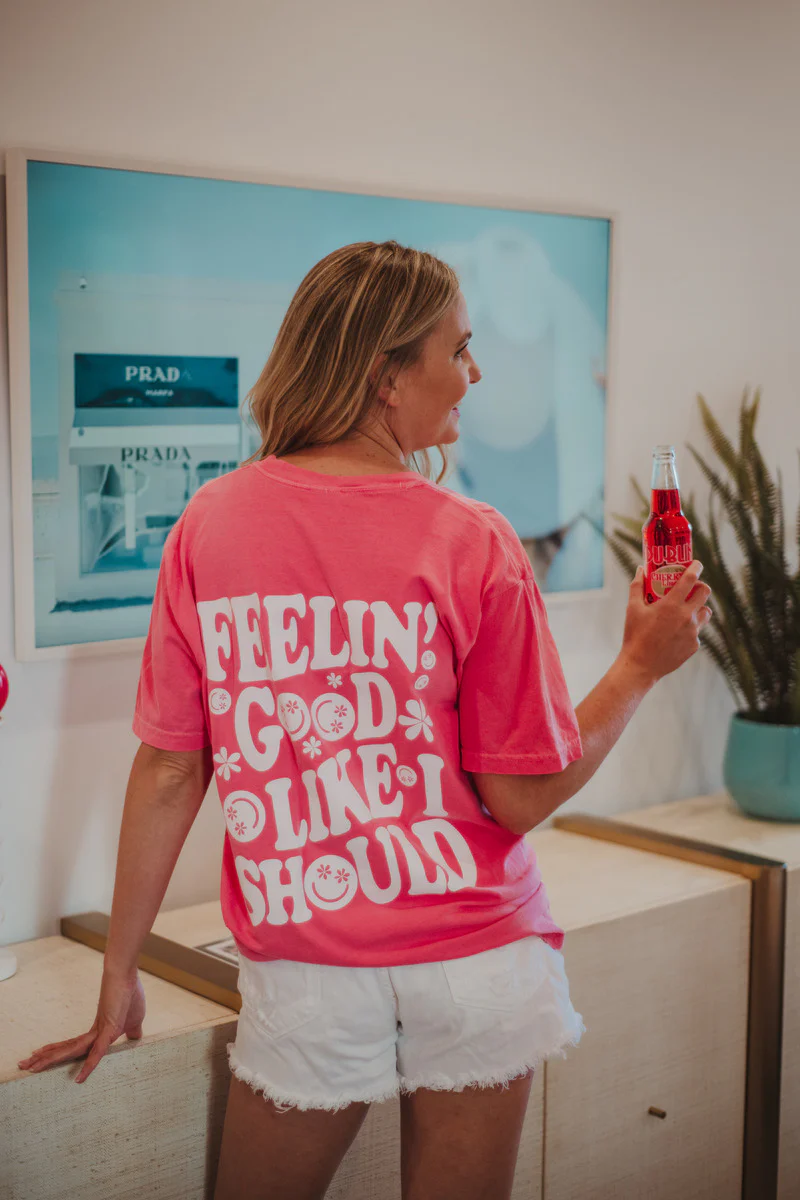 Feeling Good Like I Should Oversized Back Print Tee - Image 3